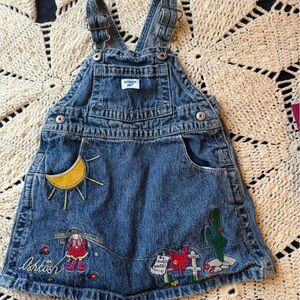OshKosh B'gosh Blue Denim Overalls with Embroidery